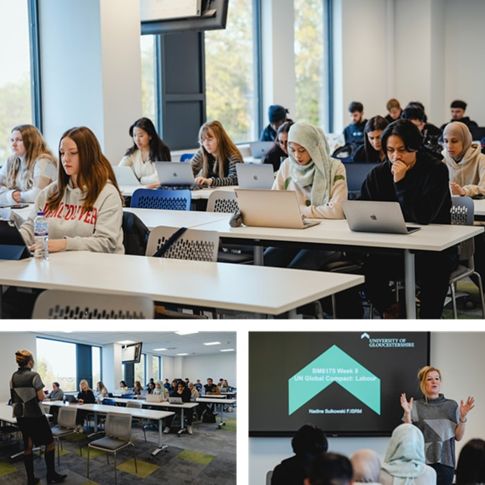 Students in a lecture at the University of Gloucestershire