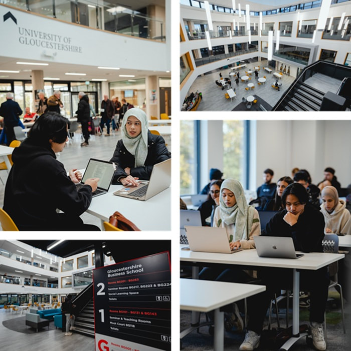 Students at the University of Gloucestershire campus in England